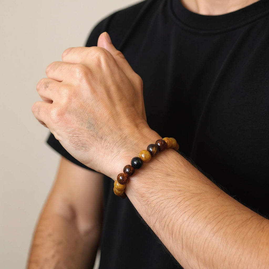 Bracelet Homme en perles d'Œil de Tigre