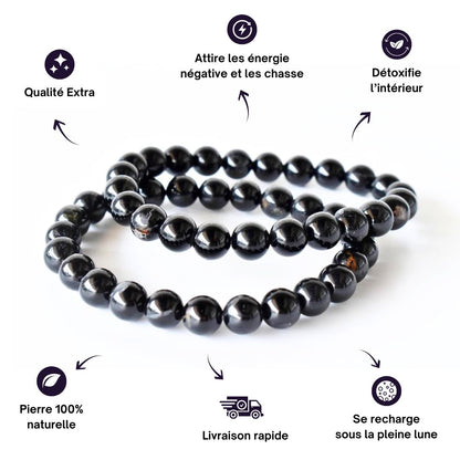 Bracelet Homme en perles de Tourmaline Noire