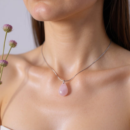 Collier Rosée Ethérée — Quartz Rose