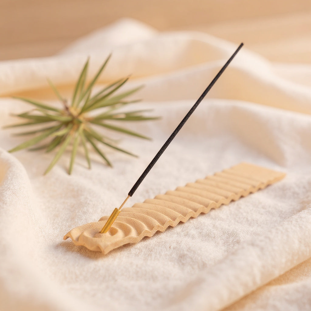 Porte-Encens Design Wavy en Bois — Rituels & Méditation
